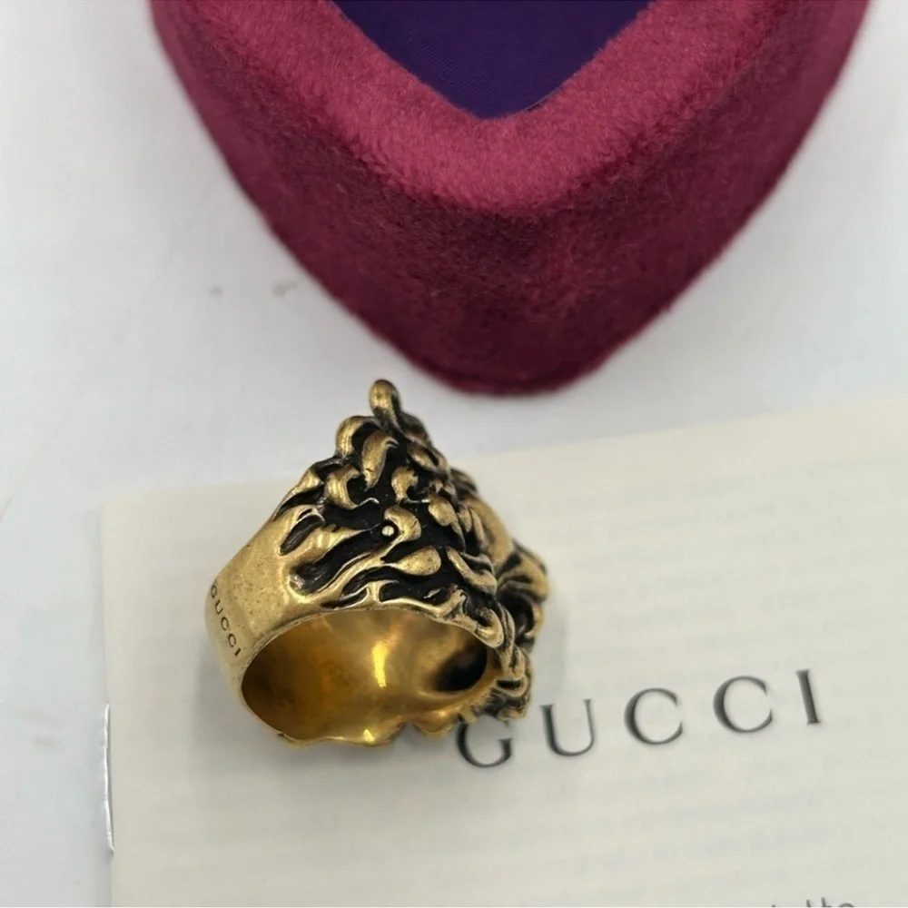 Women’s Gucci Lionhead, motif sterling silver ring size 8–8.5 made Italy